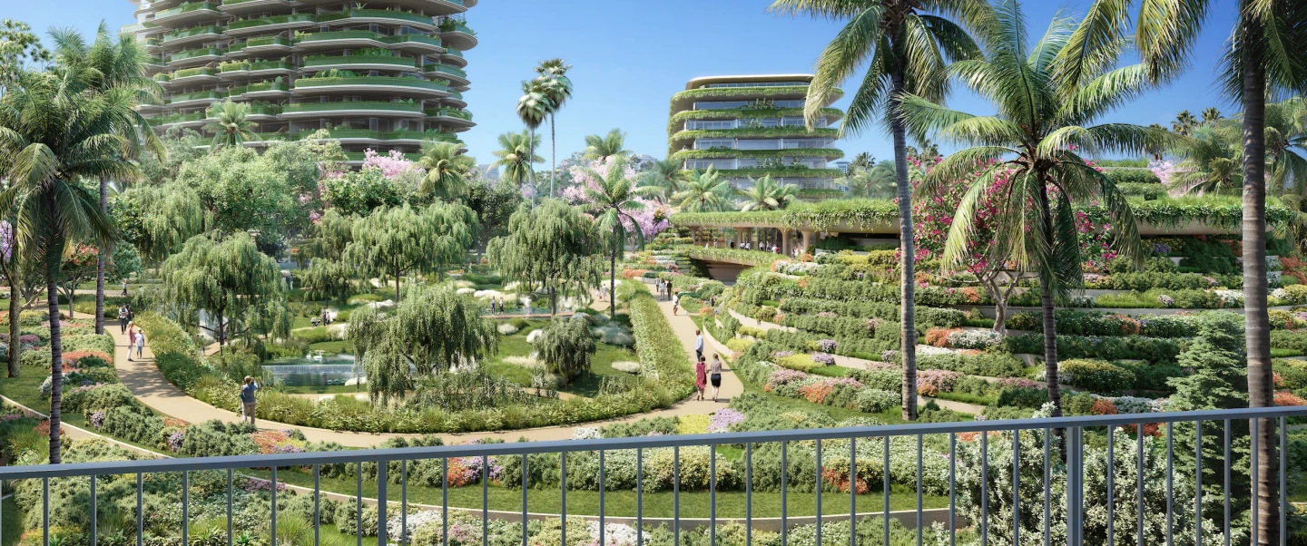 One Beverly Hills is depicted in the renders as being almost totally covered in plants and trees