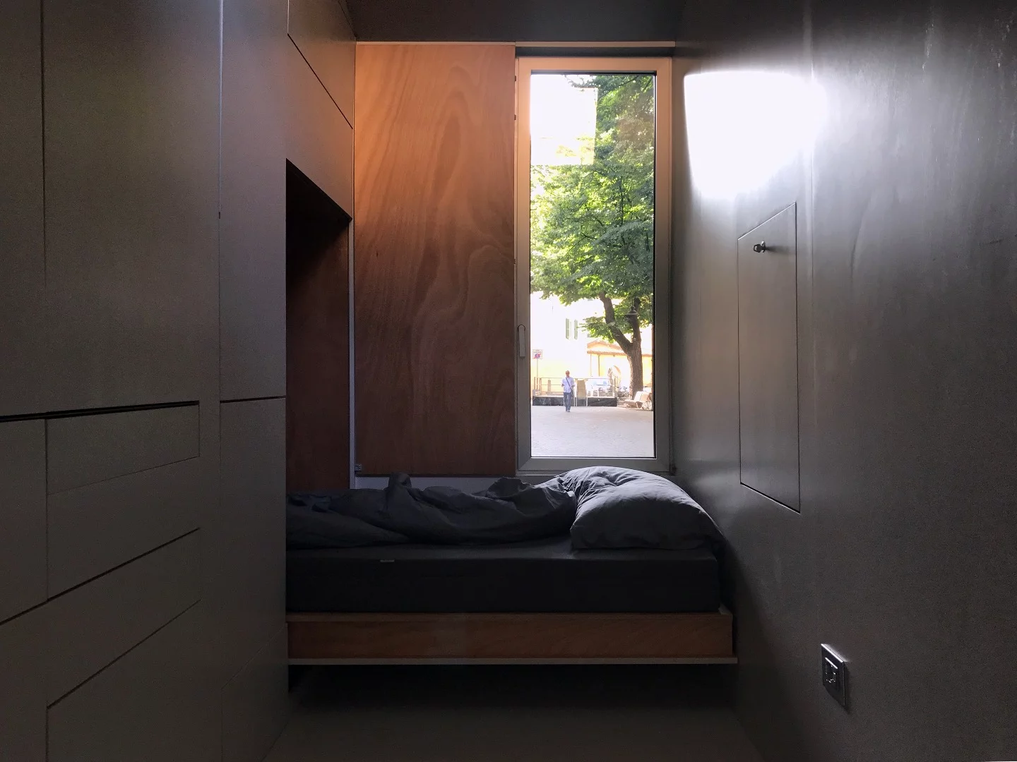 aVOID has a Murphy-style bed in the wall that can be pulled-down when it's time to hit the sack