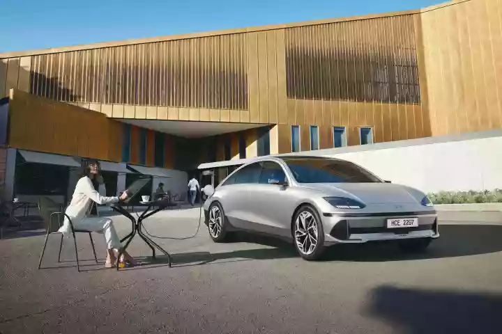 The available V2L adaptor lets you plug in for some mobile productivity ... assuming you can park in the middle of the cafe or move the cafe table into the parking lot