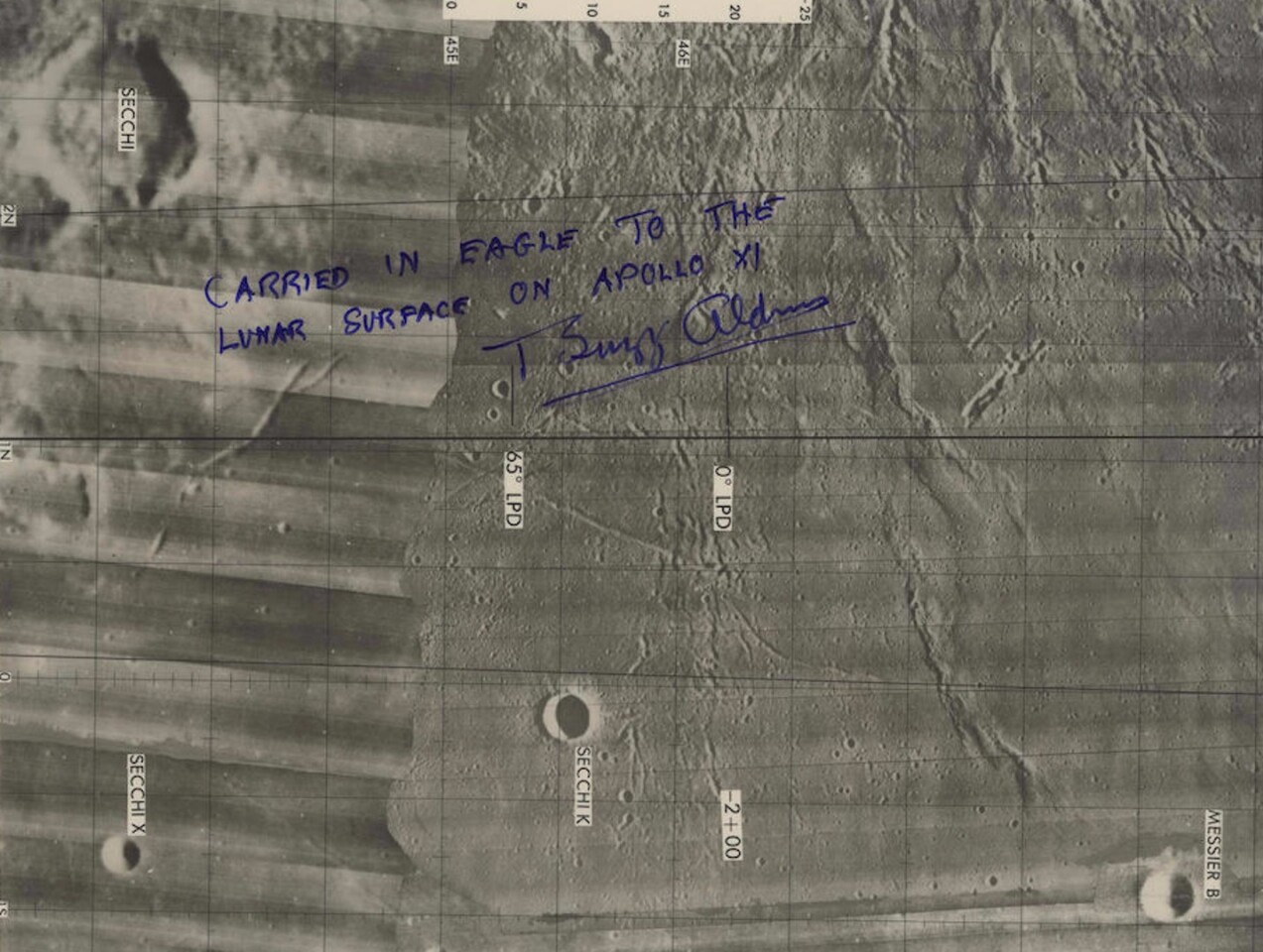 Chart used by Buzz Aldrin during the lunar landing of Apollo 11