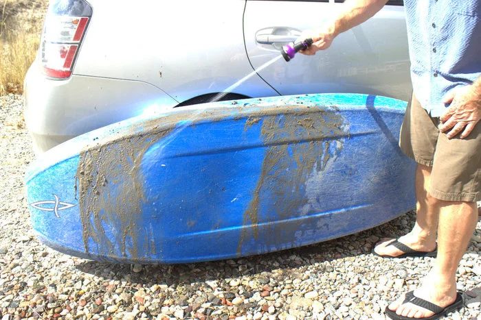 The Road Shower can be used to hose down gear before stowing it