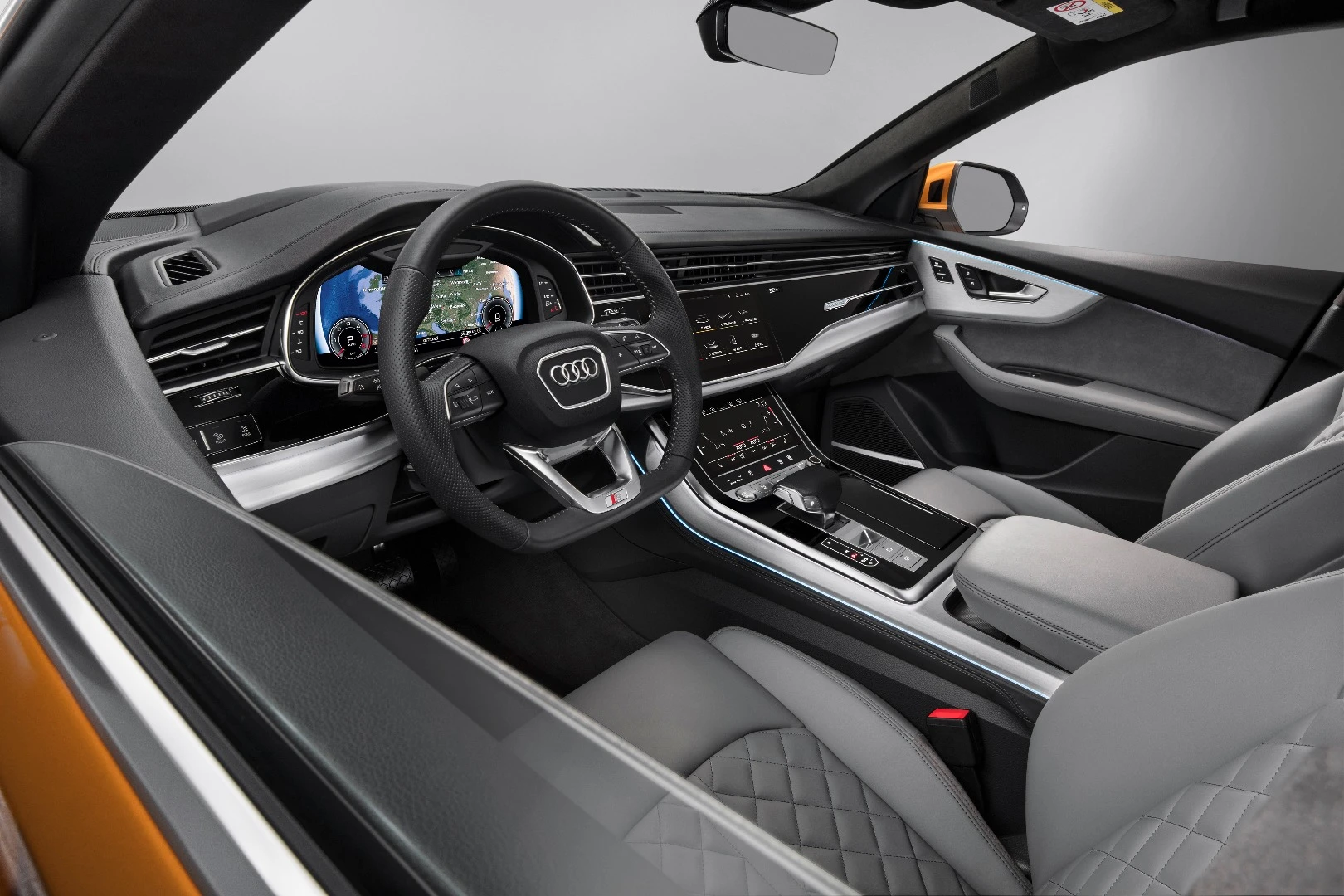 The virtual display for the driver is glimpsed here, showing how instruments, mapping, etc. can be integrated