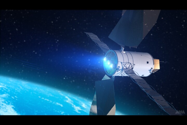An artist's rendering of a solar-electric propulsion system that could some day be used for deep-space exploration