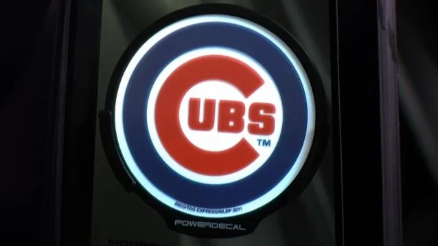 The Powerdecal displays backlit images through the window glass of a car