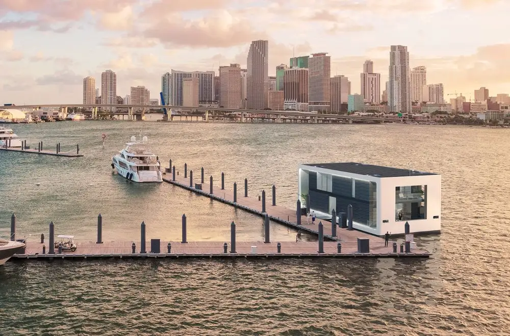 Twin 136-horsepower electric azimuth thrusters rotate Arkup's floating house 360 degrees to maneuver the house/vessel at a sedate 7 knots