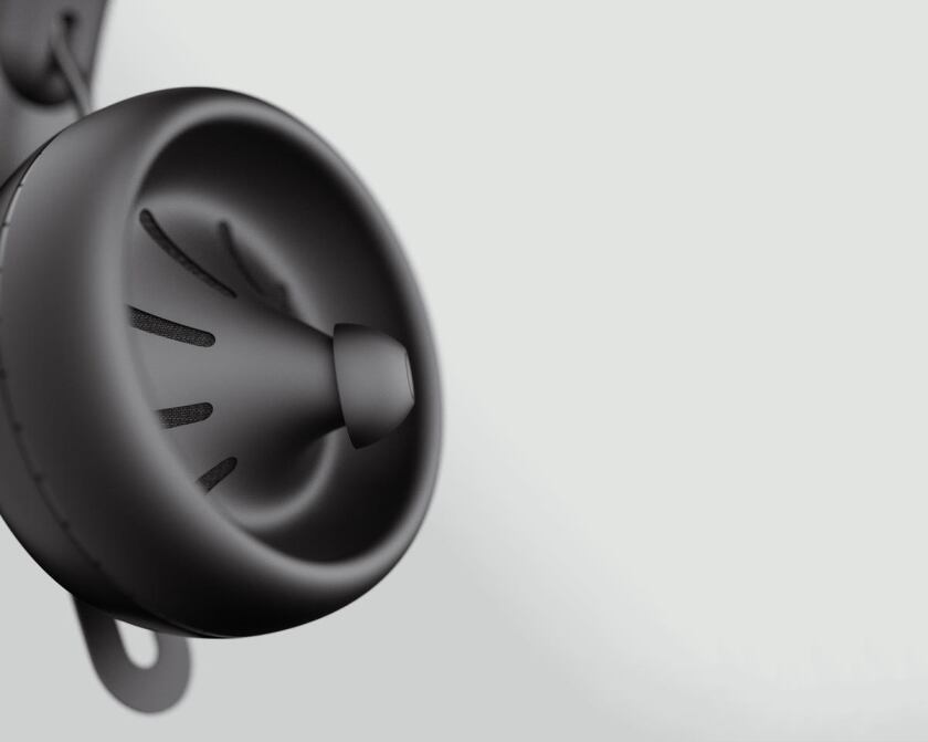 The in-ear/over-ear "inova" design of the Nura headphones is unique and slightly saucy looking.