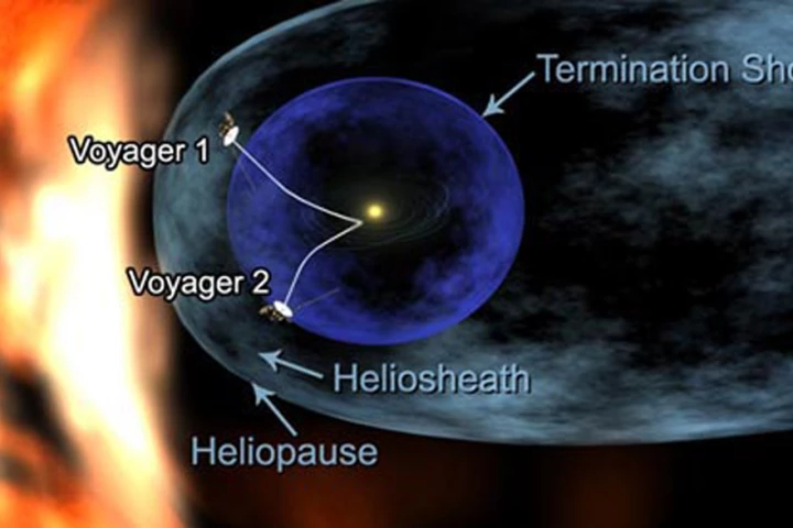 Artist concept of the two Voyager spacecraft as they approach interstellar space (Image credit: NASA/JPL)