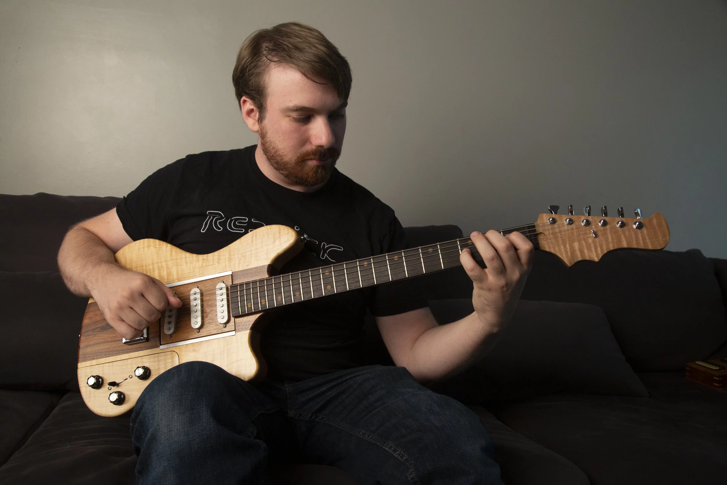 Ian Reddick rocks three single coils, but can quickly swap to humbuckers if he wants