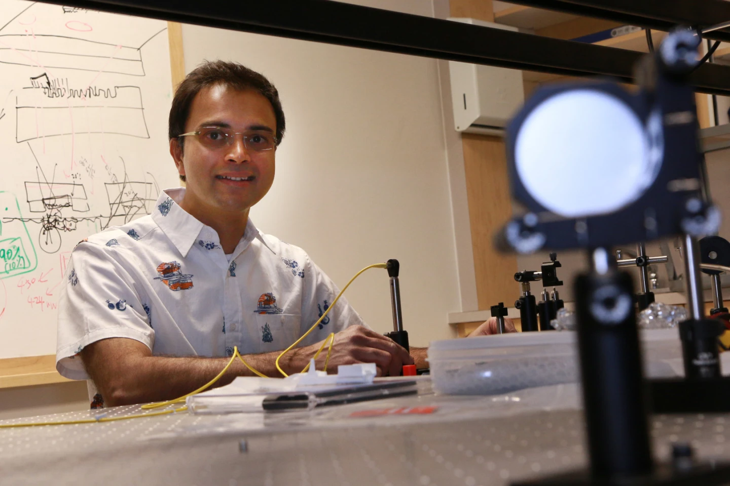 Associate Professor Rajesh Menon of the University of Utah Electrical and Computer Engineering department leads a team that has created the world's smallest photonic beamsplitter