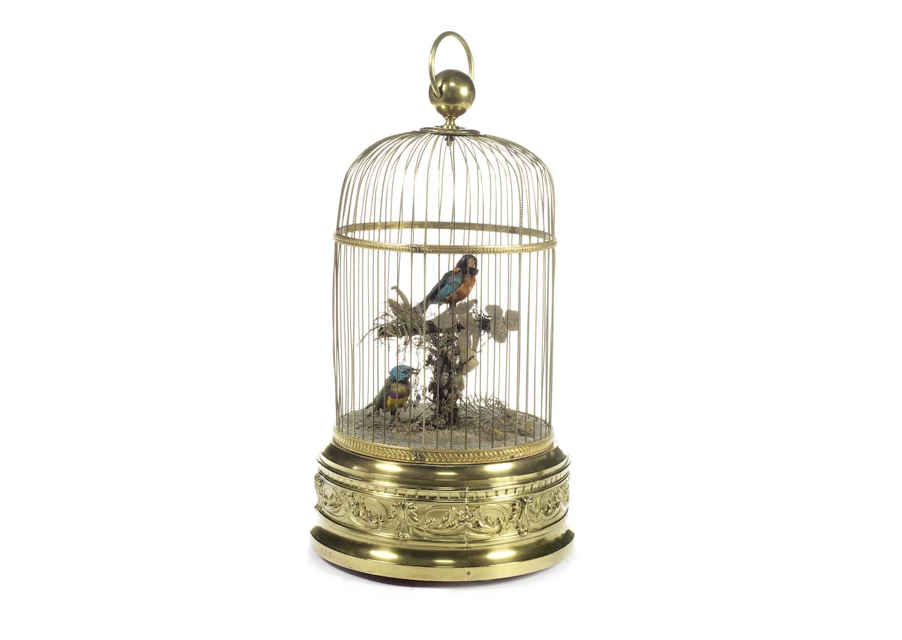 A double singing bird in cage automaton, French, late 19th century