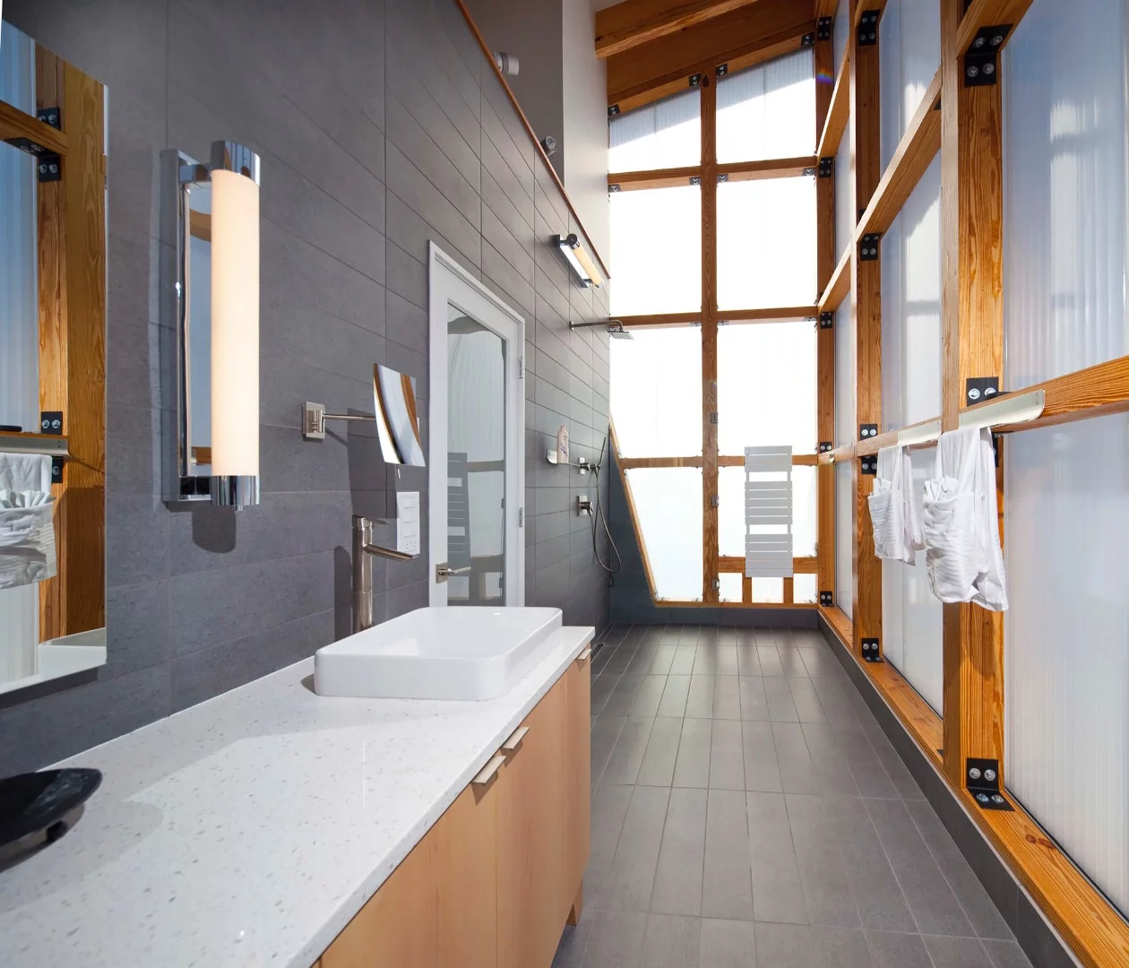 The interior layout is noteworthy and furnished with high-end materials