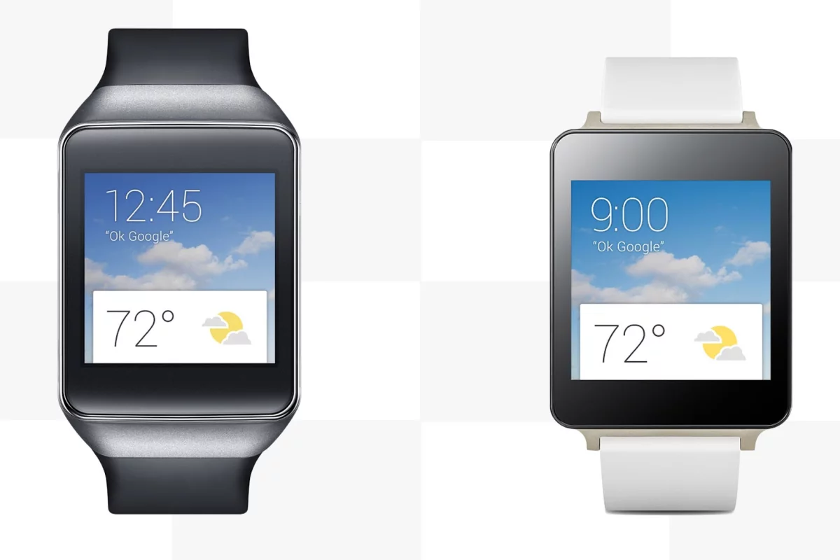 Gizmag compares the features and specs of the first two Android Wear watches, the Samsung Gear Live (left) and LG G Watch