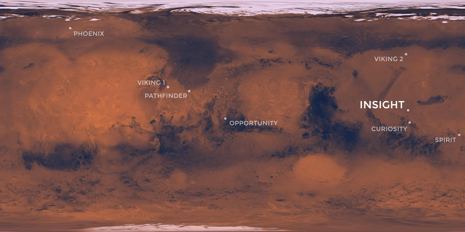 Map of Mars showing the Insight landing site