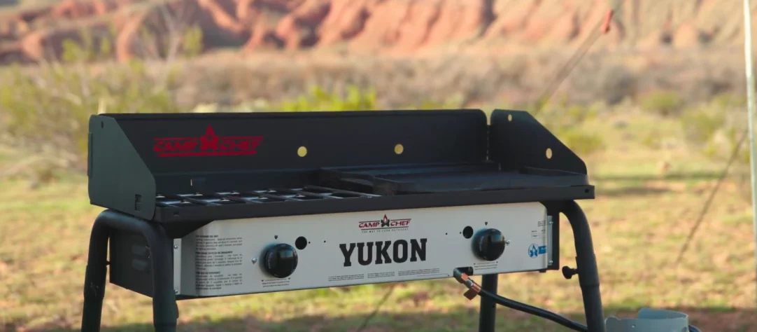 You can use the Camp Chef Yukon as a standard dual-burner stove, but add the right accessories and it's also a grill, griddle and even pizza oven