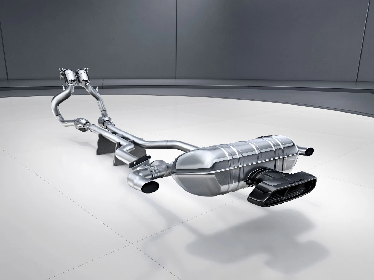 The GTR features a lightweight AMG performance sports exhaust