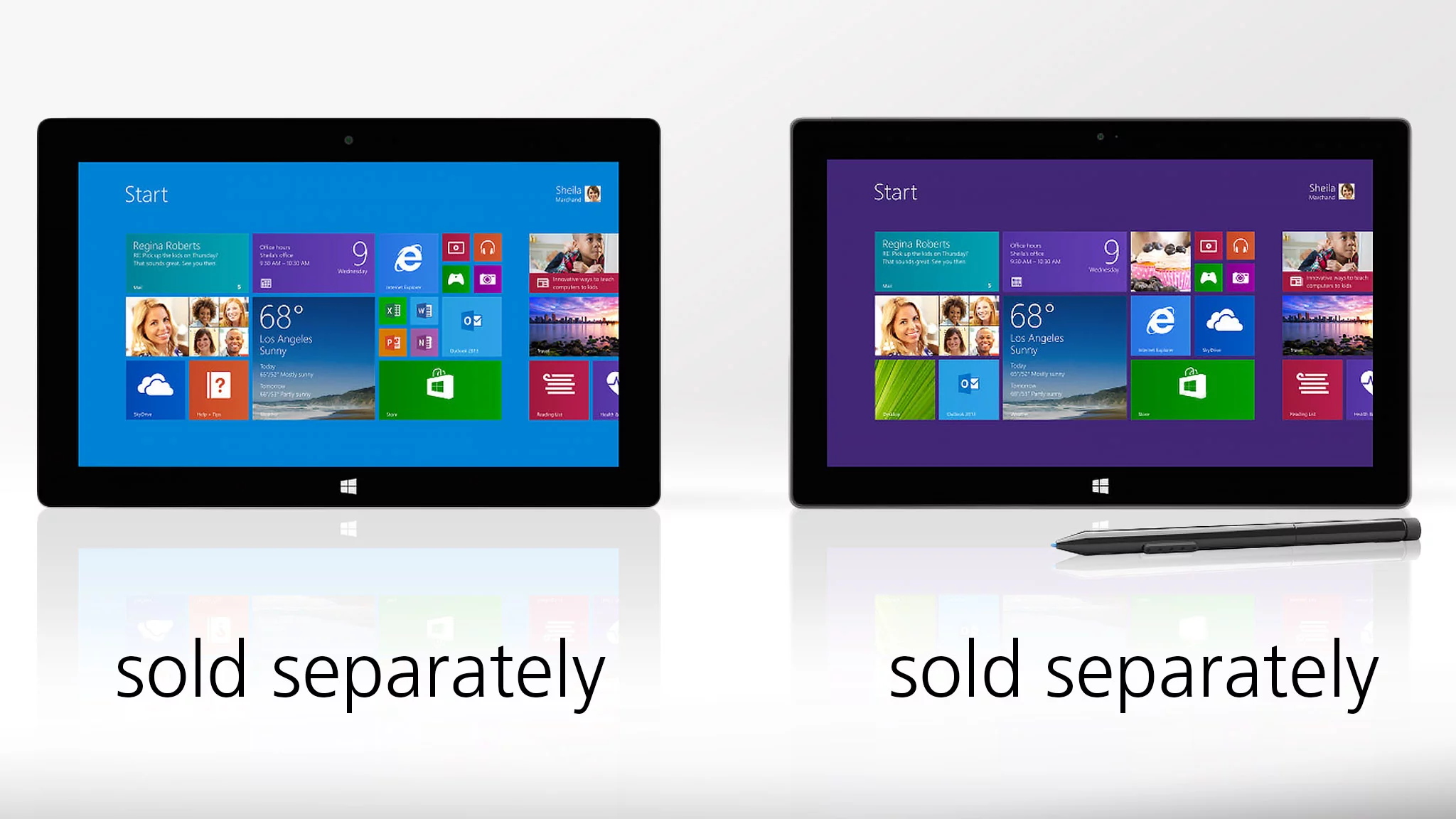 Neither tablet includes the trademark Surface keyboard covers