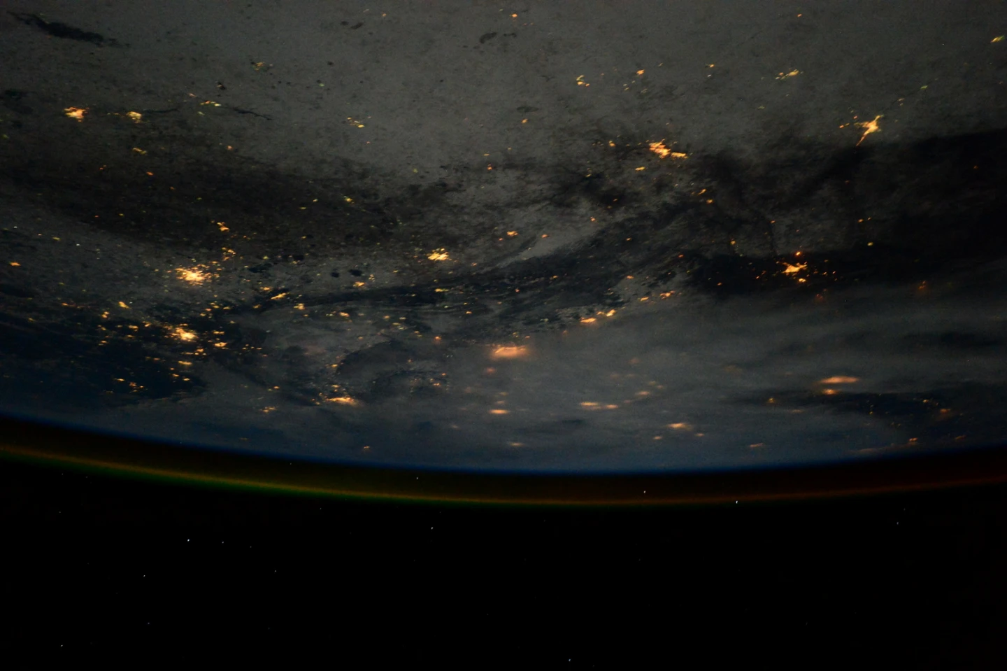 An image of the Earth at night as shot from the ISS (Image: ESA/NASA)