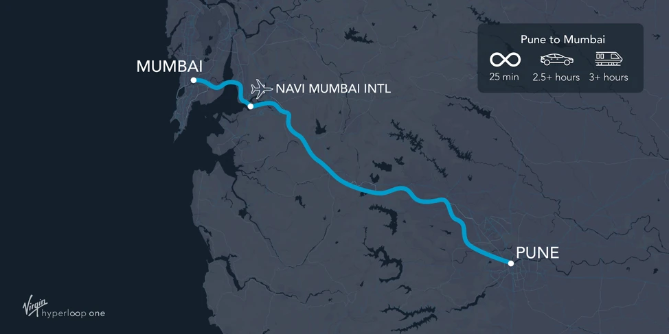 According to Virgin Hyperloop One, the 25-minute link between central Pune, Navi Mumbai International Airport and Mumbai would connect 26 million people and come to provide 150 million passenger trips a year