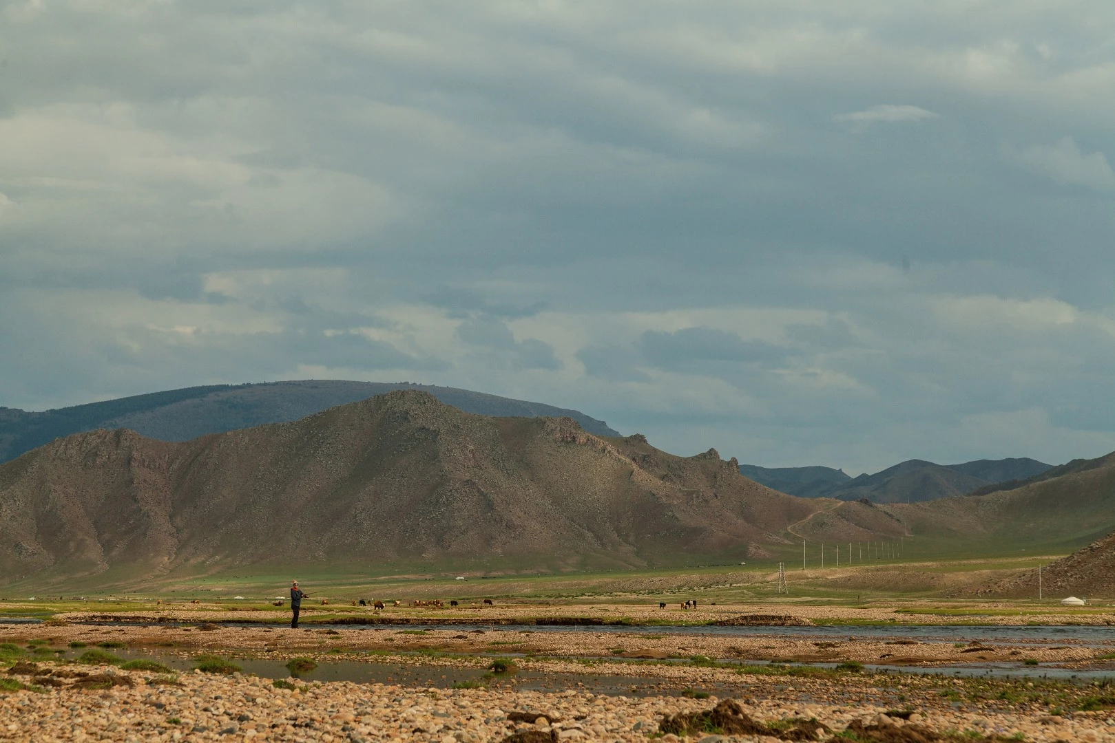 Rory Gibson tries some fishing, near Uliastai