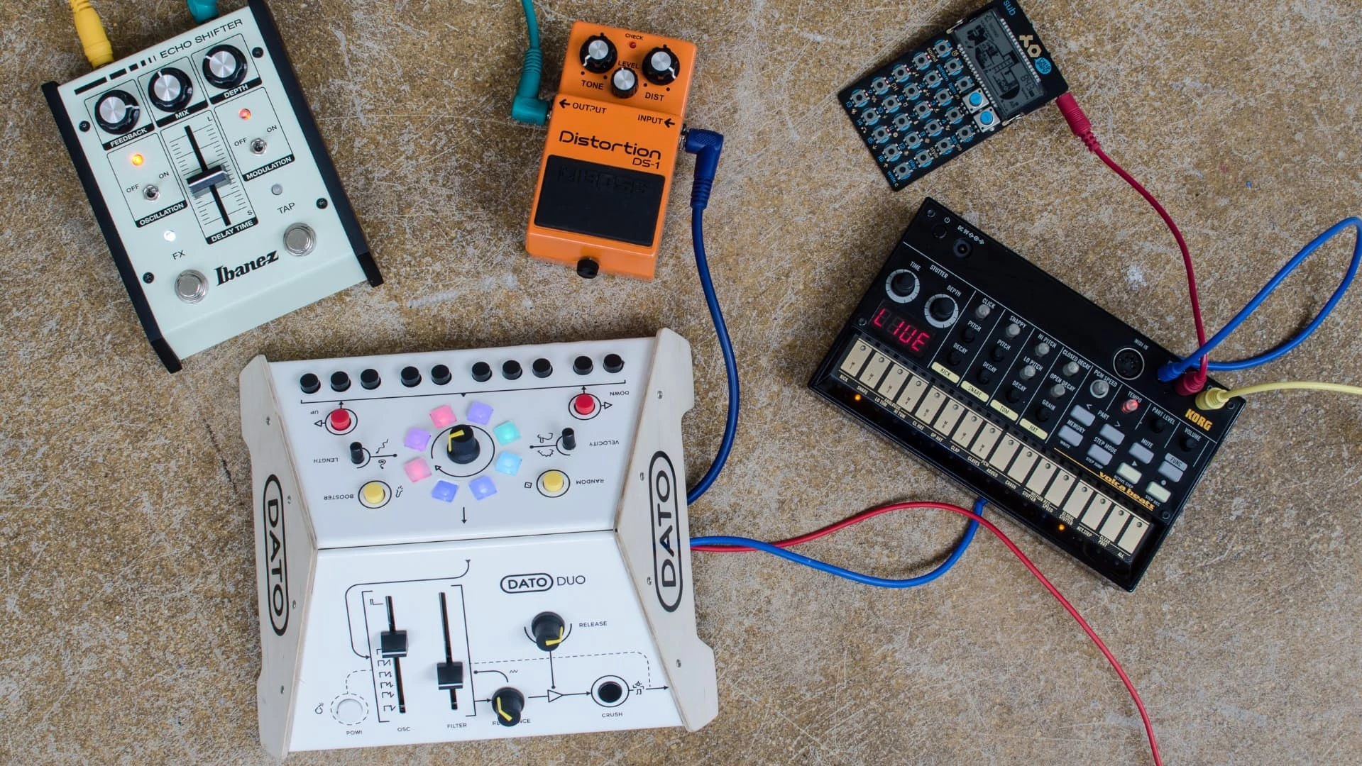 The Dato Duo can interface with other music production hardware