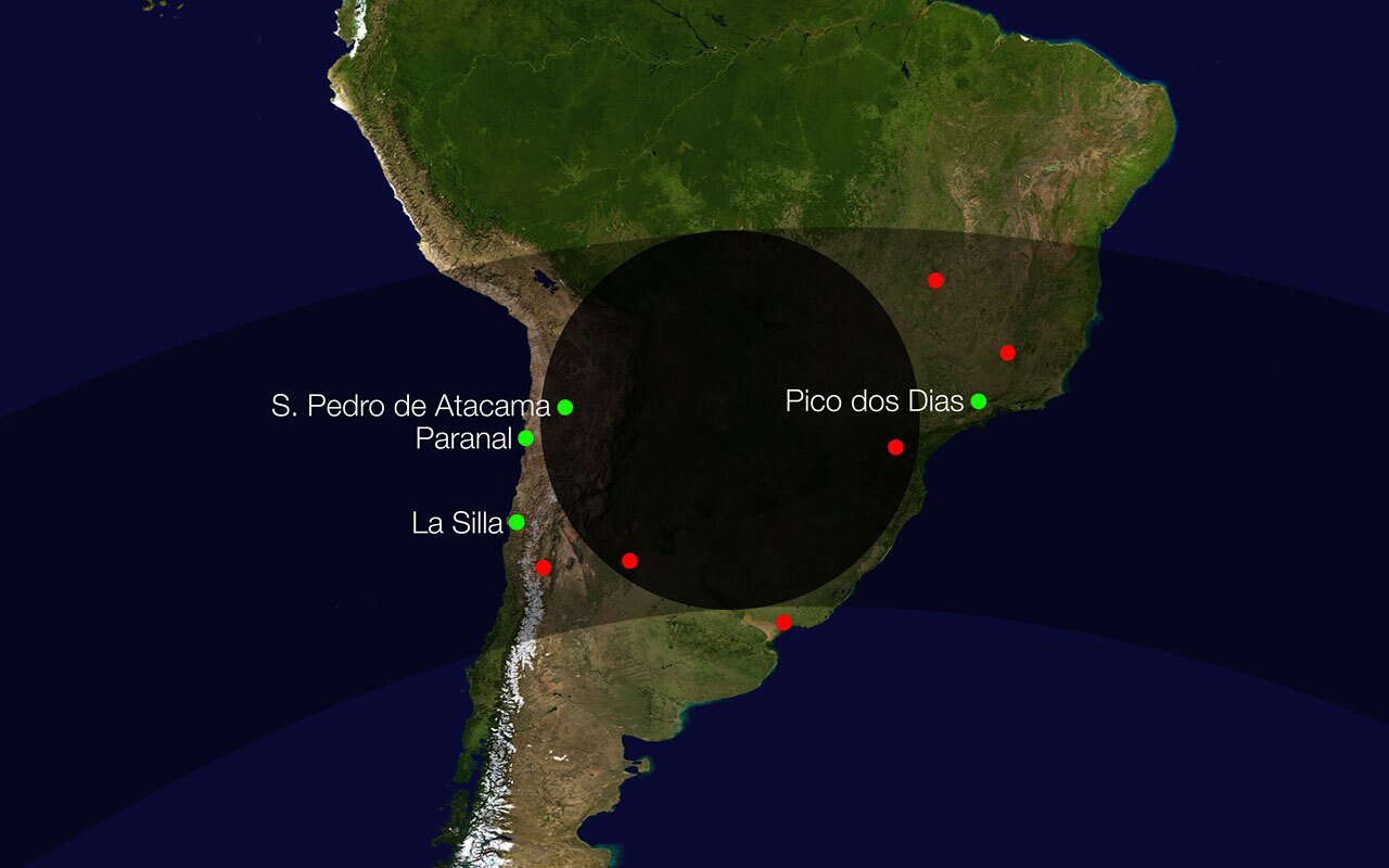The path of the shadow of Makemake on April 23rd, 2011 (Image: ESO/L. Calçada/Nick Risinger (skysurvey.org))