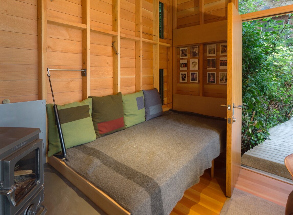 Studio / Bunkhouse was framed by an 11-year-old and her dad with rough-sawn Douglas Fir from a nearby sawmil