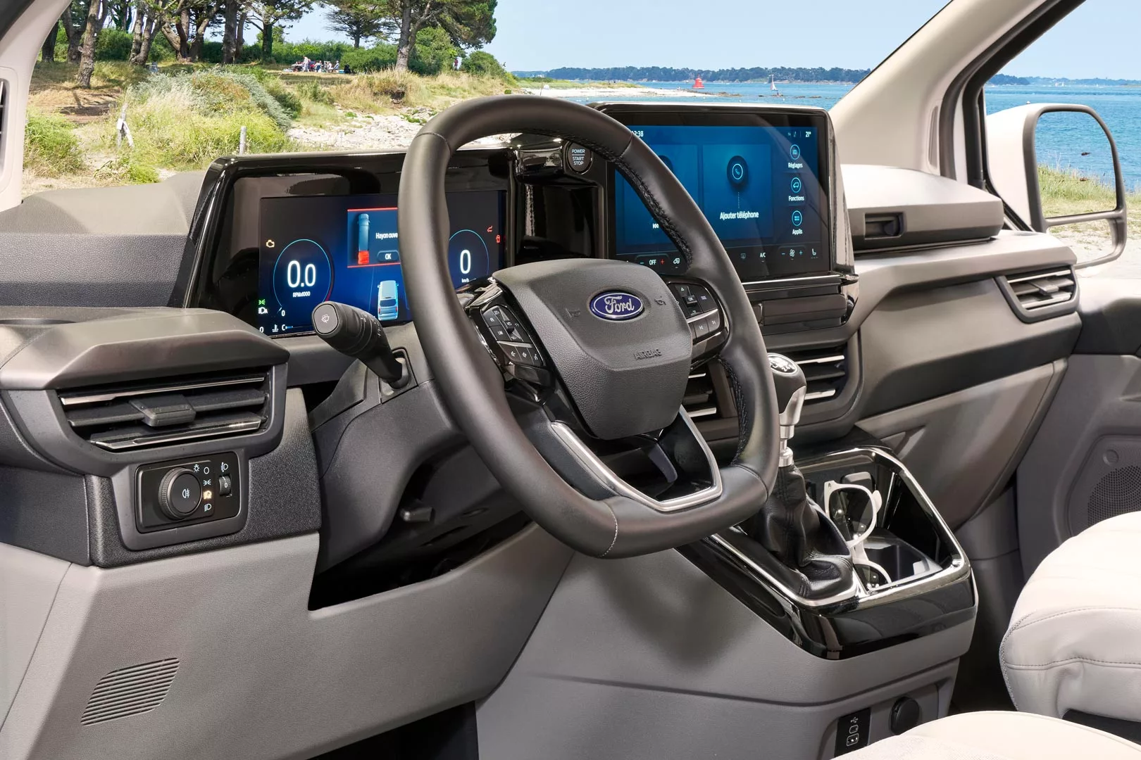 The base Ford Transit Custom includes a driver's assistance package with lane keeping assist, pre-collision assist with camera, front and rear parking sensors and more