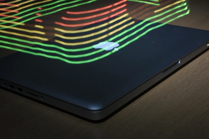 A MacBook's electromagnetic field brought to life (Video still: Luke Sturgeon and Shamik Ray)