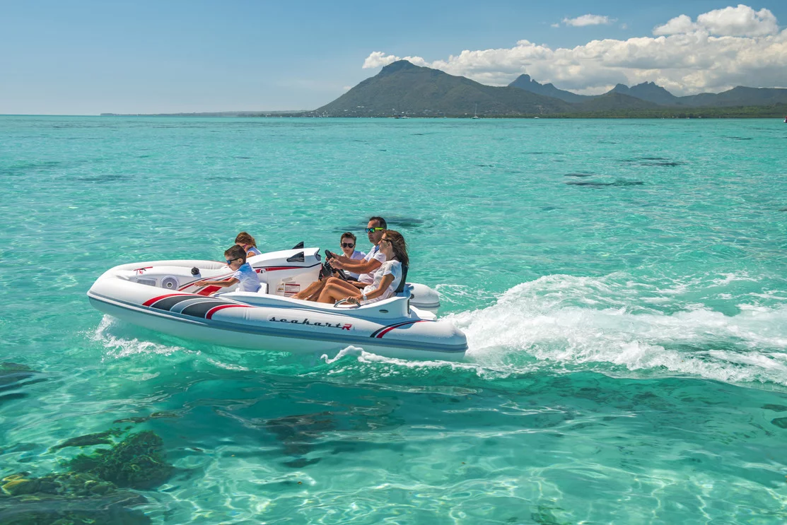 The Seakart 335 has been designed to merge the fun of a jetski with the comfort and safety of a tender