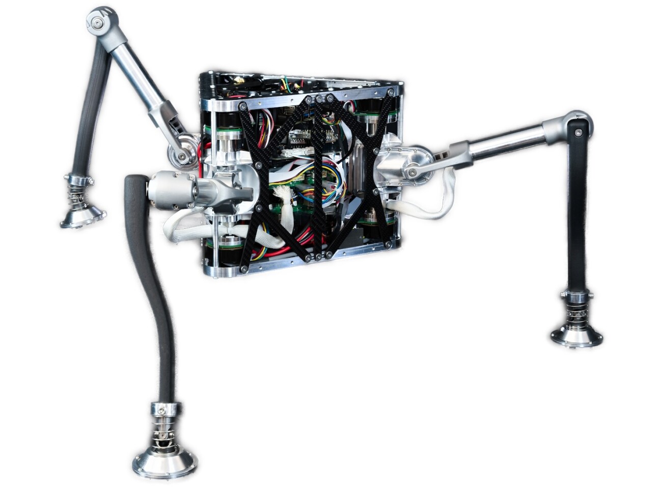 The SpaceHopper with its aluminum side panels removed, showing its inner workings