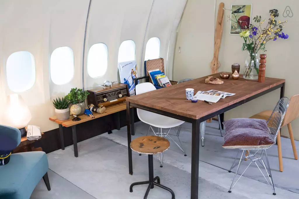 The airplane has been converted into a 366 sqm (3,940 sq.ft) vintage-inspired apartment