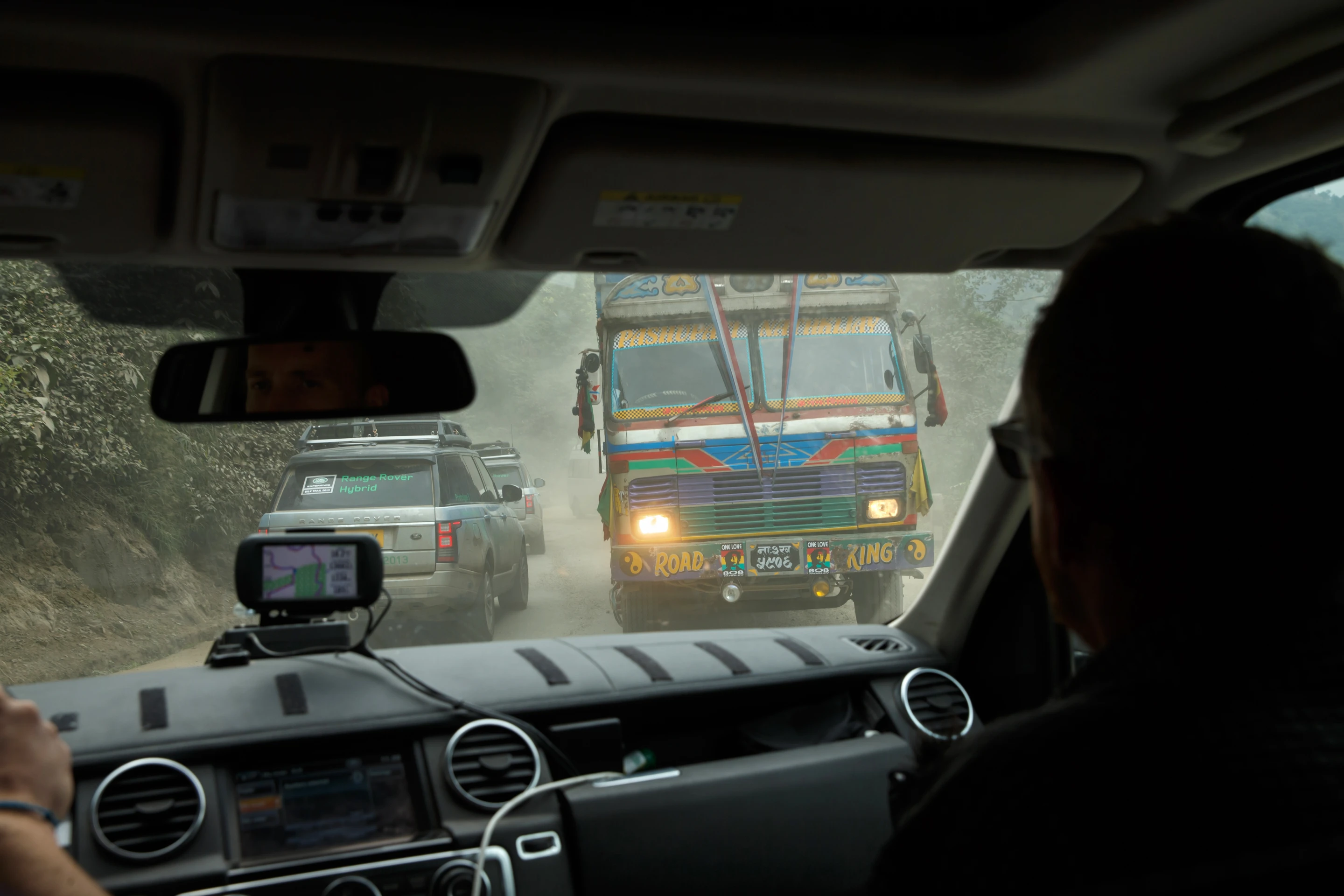 Land Rover's journey include negotiating crowded streets