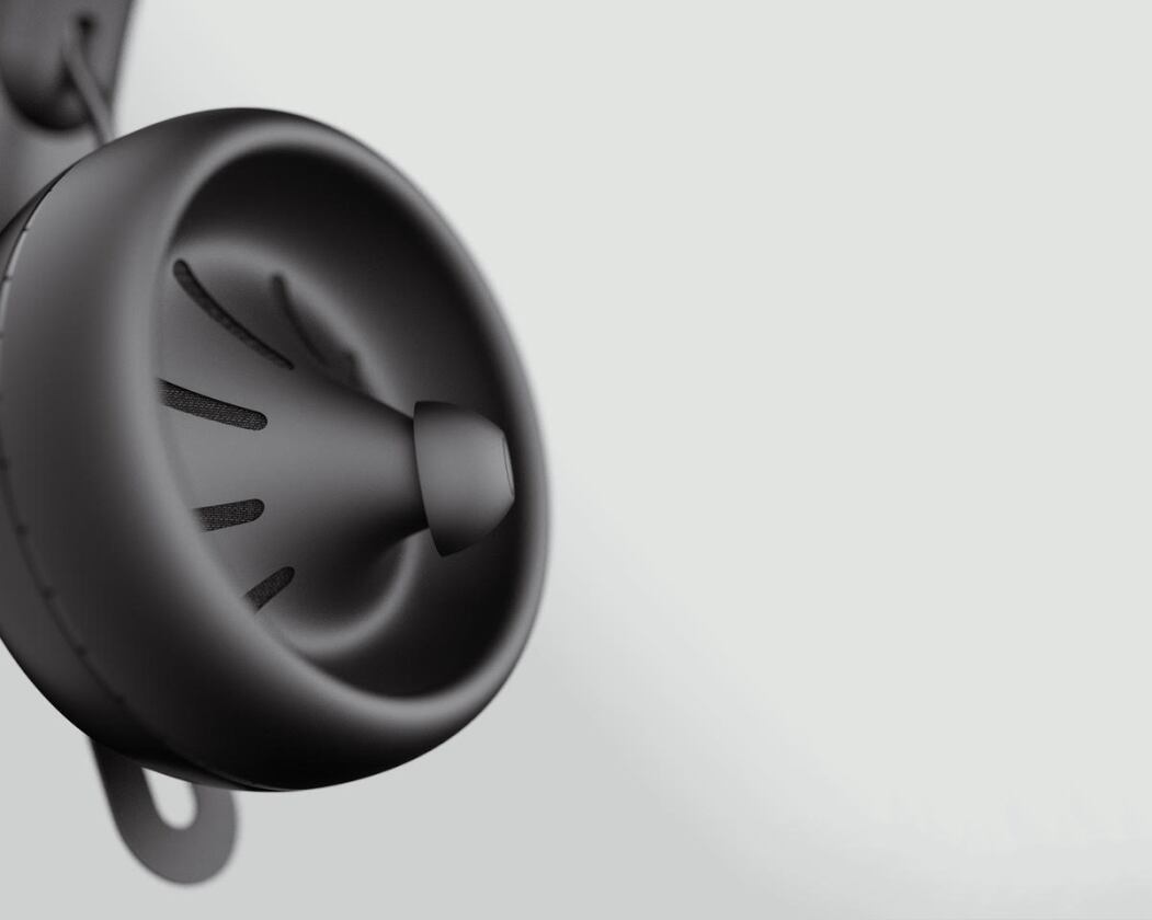 The in-ear/over-ear "inova" design of the Nura headphones is unique and slightly saucy looking.