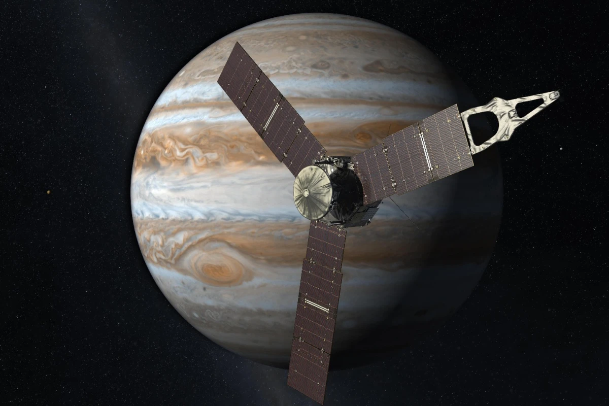 Artist's impression of Juno arriving at Jupiter