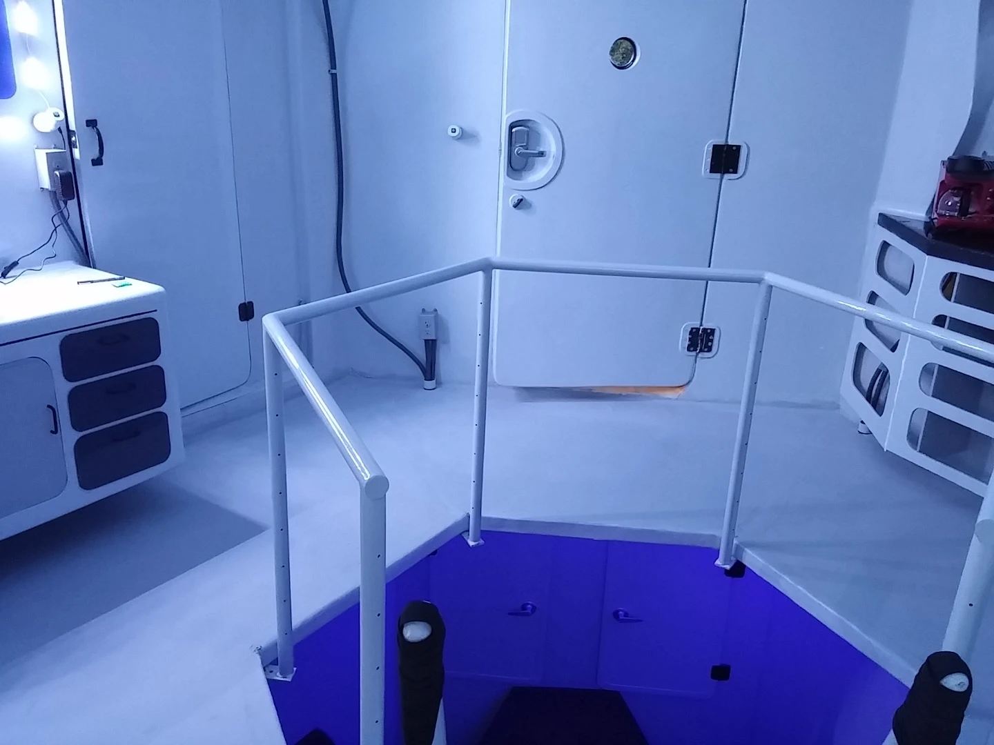 Inside the Lunar Lander's main living area