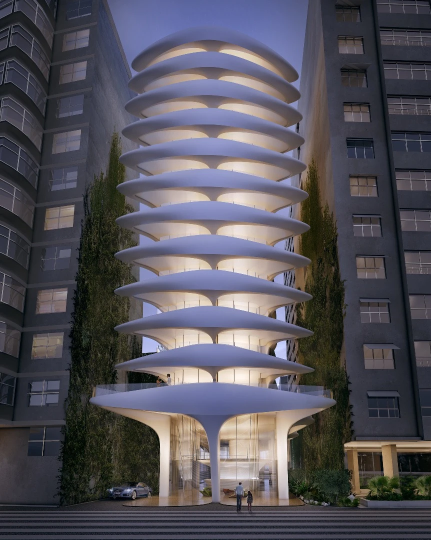 The high-rise was originally planned as a hotel but later changed to a residential building