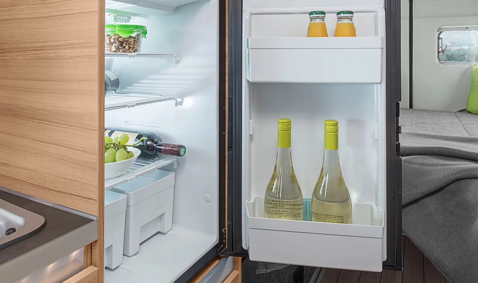 The Boxdrive has a roomy 90L fridge/freezer