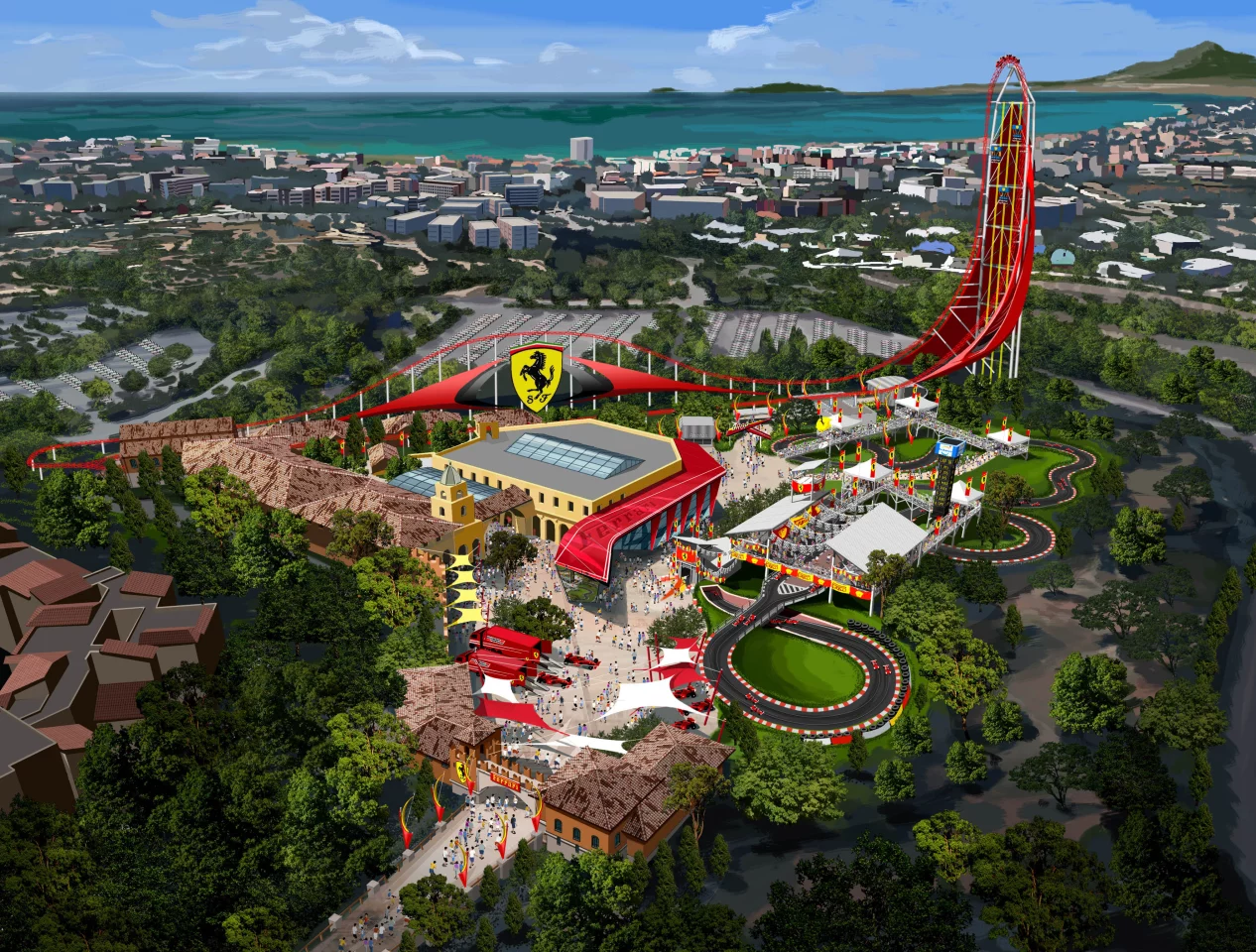 Ferrari Land will includes Europe's highest vertical accelerator ride
