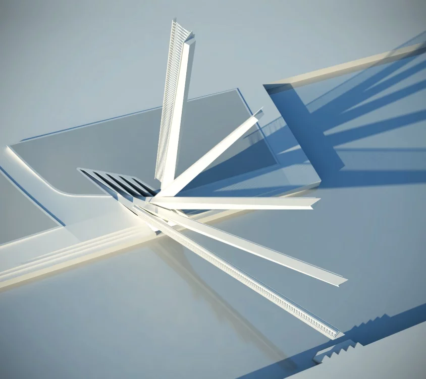 The five beams raise to different angles (Image: Knight Architects)