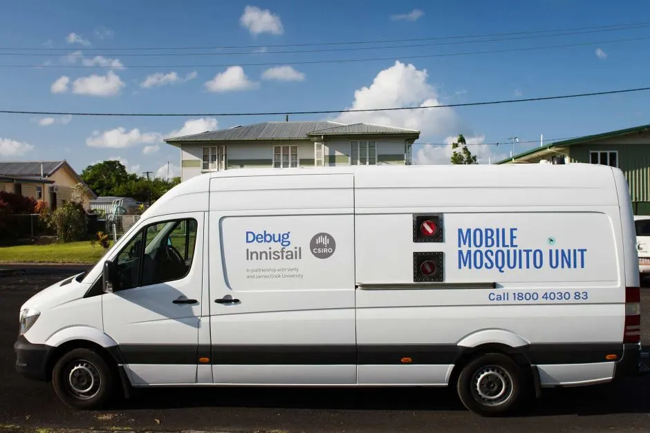 The mobile mosquito dispatch van used in the Australian trial