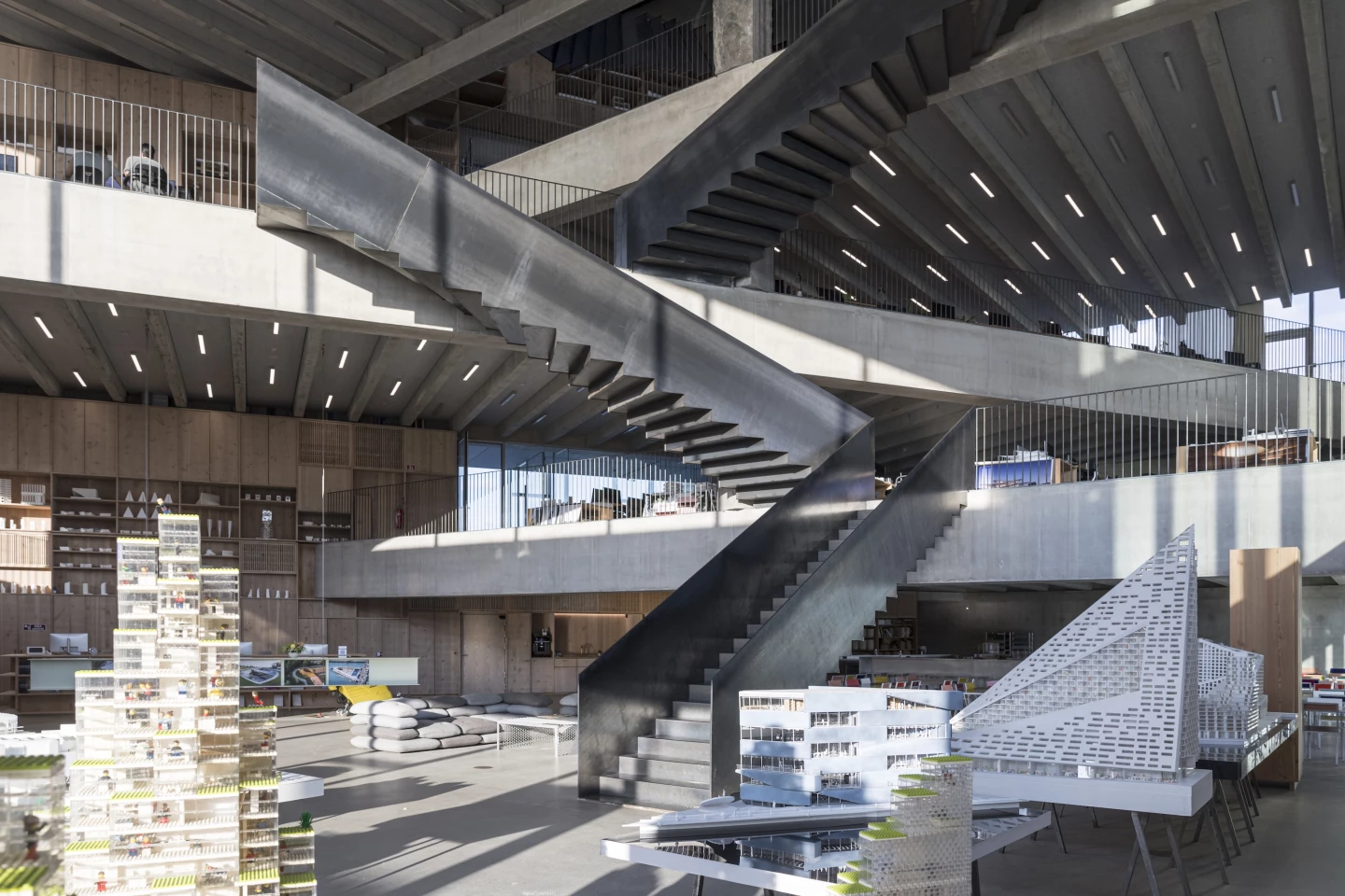 The Piranesian's interior is arranged around a zigzagging central staircase