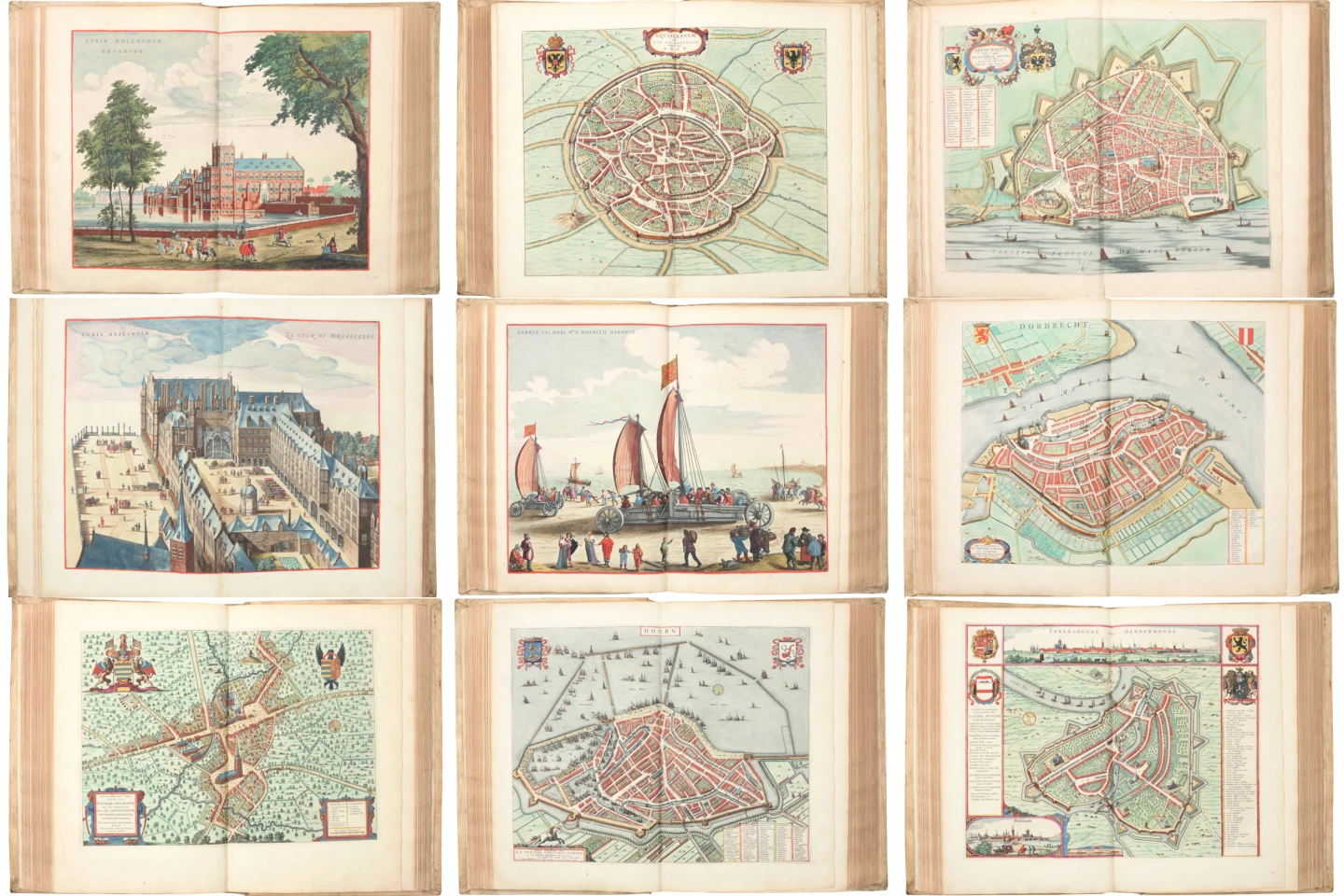 "Novum ac magnum theatrum urbium Belgicae" plus "Belgicae liberae ac foederatae, two townbooks of the newly independent Netherlands produced by master craftsman Joan Blaeu in 1649 sold for $123,154 (€85,000 plus buyers premium) at Marc van de Wiele Auctions on 2 October 2021