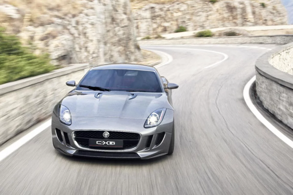 The Jaguar C-X16 production concept sports car on the road