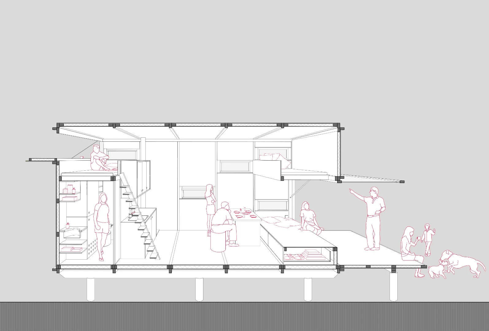 Architectural drawing of the Cabin on the Border
