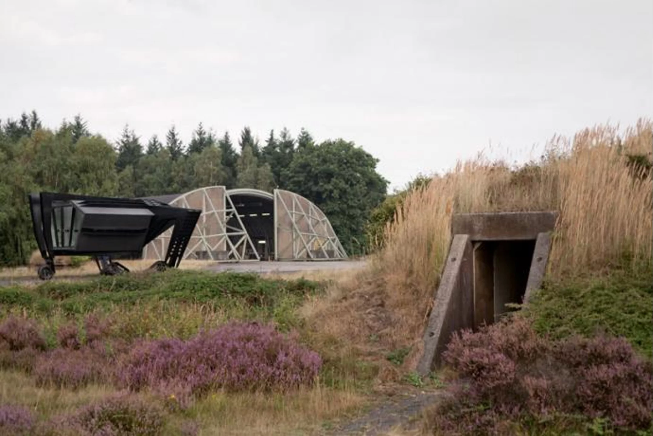 Secret Operation 610 rolling past hangars and bunkers (Image: Rietveld Landscapee, Studio Frank Havermans, Michiel de Cleene)
