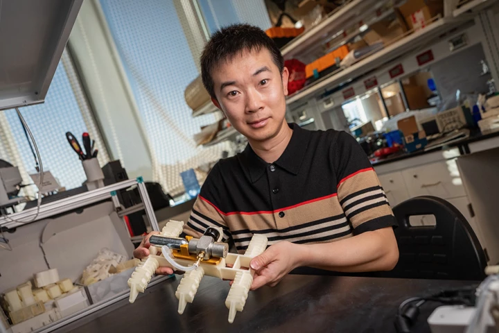 Yichen Zhai and his six-legged creation