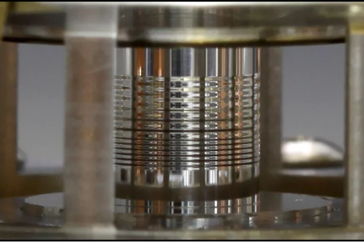 An aluminum z-pinch target tube installed in the Z machine at Sandia Labs