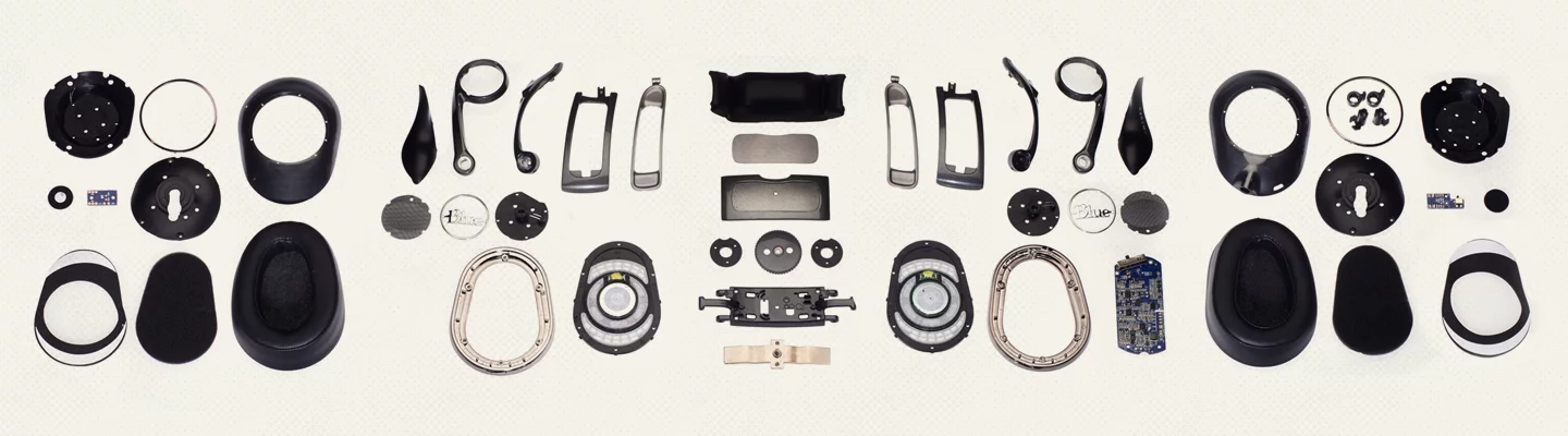 Exploded view of the Mo-Fi headphones from Blue Microphones