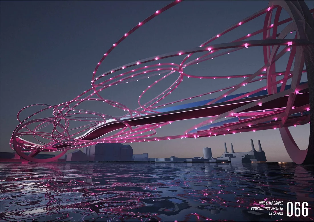 An abstract and tangled design with colorful lighting (Image: NEP Bridge Competition)