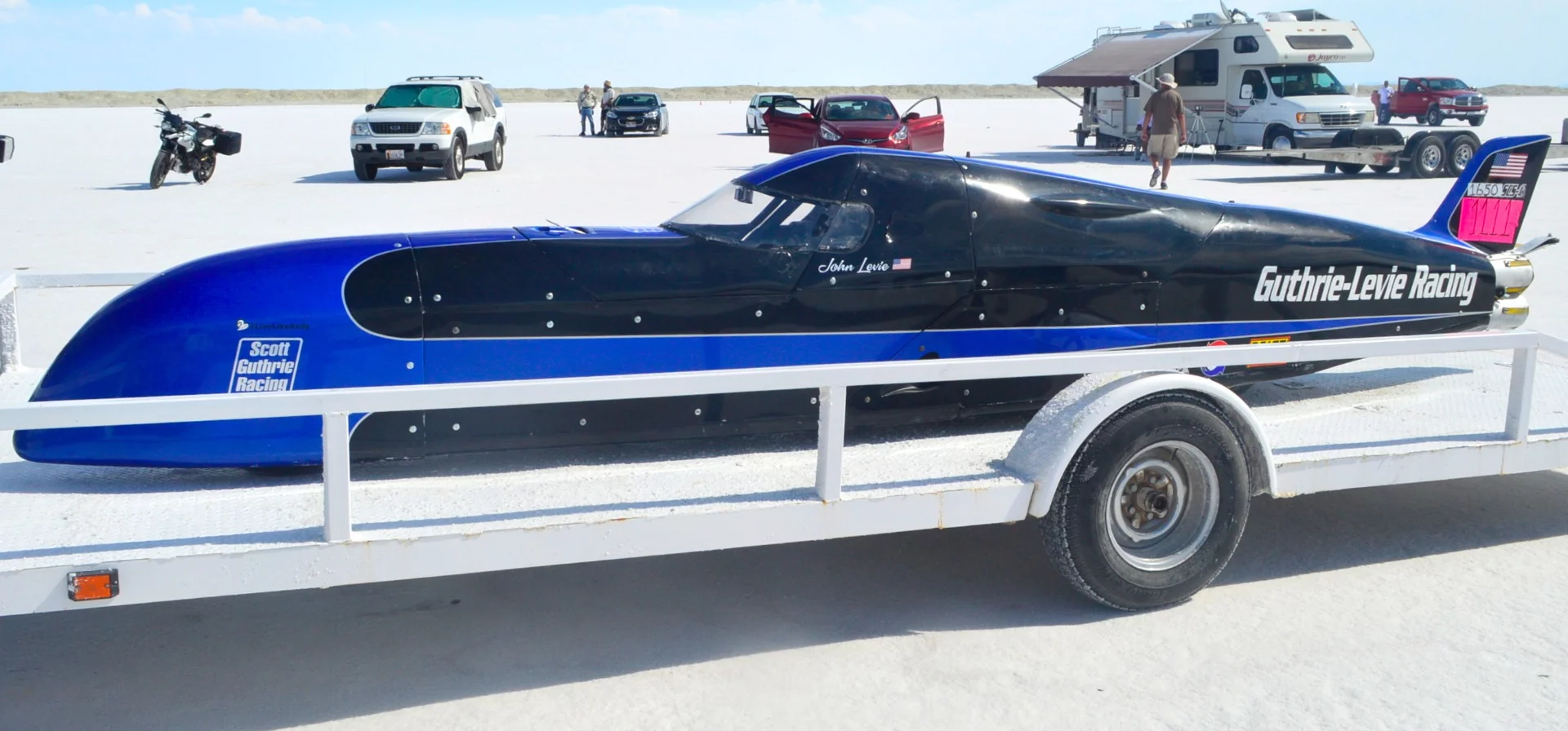 The Guthrie-Levie Racing #1111B prepares to do its run as a 1650cc motorcycle